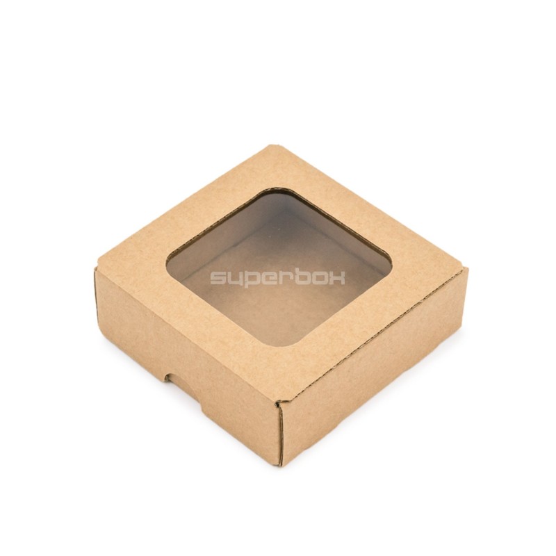 Brown Mini Box from Corrugated Board with Window