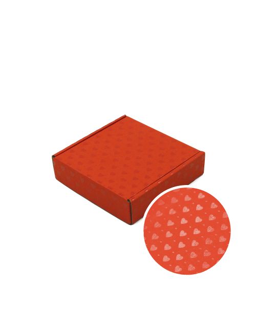 Red Low Height Square Mini Box with PVC Window and Hearts