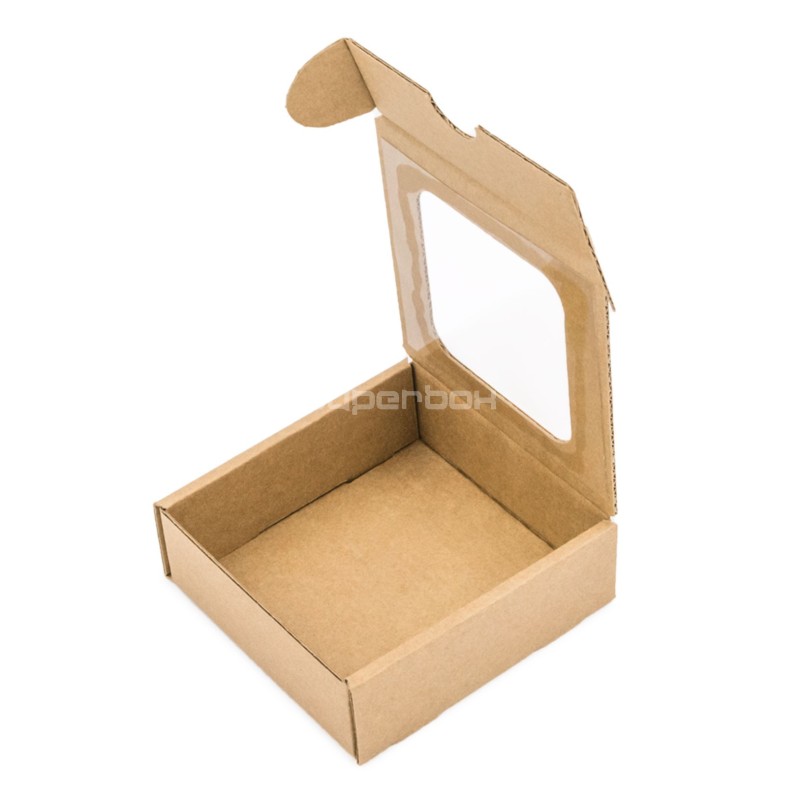 Brown Mini Box from Corrugated Board with Window