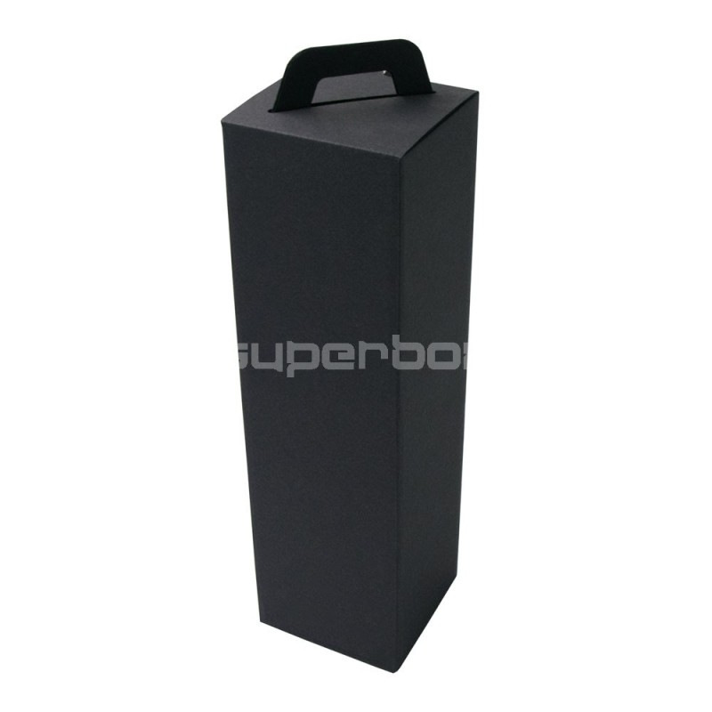 Vertical Black Bottle Gift Carton Box with Handle