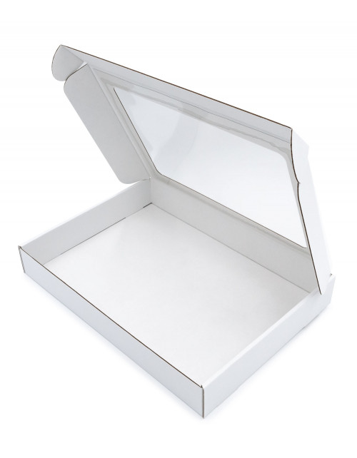 Белая коробка для календаря или фотоальбома с прозрачным окошком