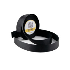 Classic Black Satin Ribbon | 25mm Wide, 32m Long | Superbox