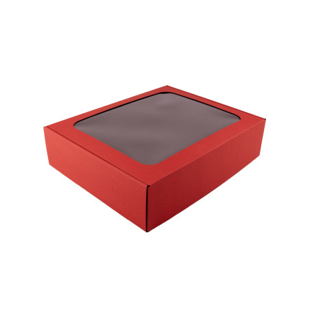 Red Gift Box with Clear Window | 340x280x85 mm | Superbox