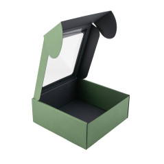 Green Square Box with Window for Jars | 185x195x75 мм | Superbox