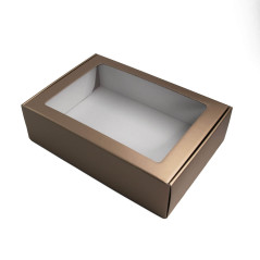 Muted Gold A4 Size Gift Box with PVC Window | 305x215x85 mm | Superbox