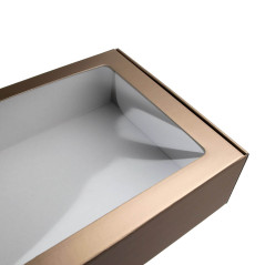 Muted Gold A4 Size Gift Box with PVC Window | 305x215x85 mm | Superbox