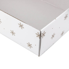 White Gift Box With Gold Snowflakes | 305x215x85 мм | Superbox