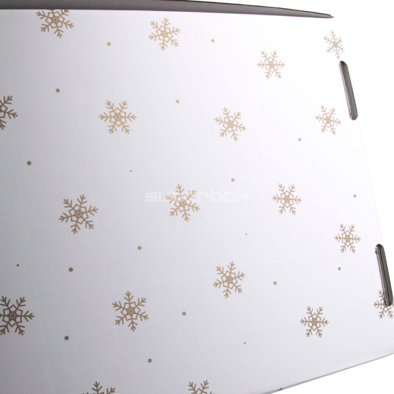 White A4 Format Gift Box With Gold Snowflakes