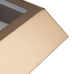 Muted Gold Square Gift Box with Clear Window | 220x220x90 mm |Superbox