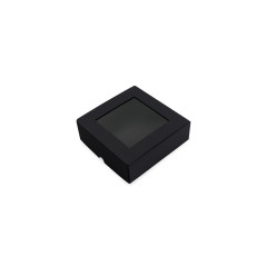 Чёрная квадратная коробка с окошком, 150x150x50 мм