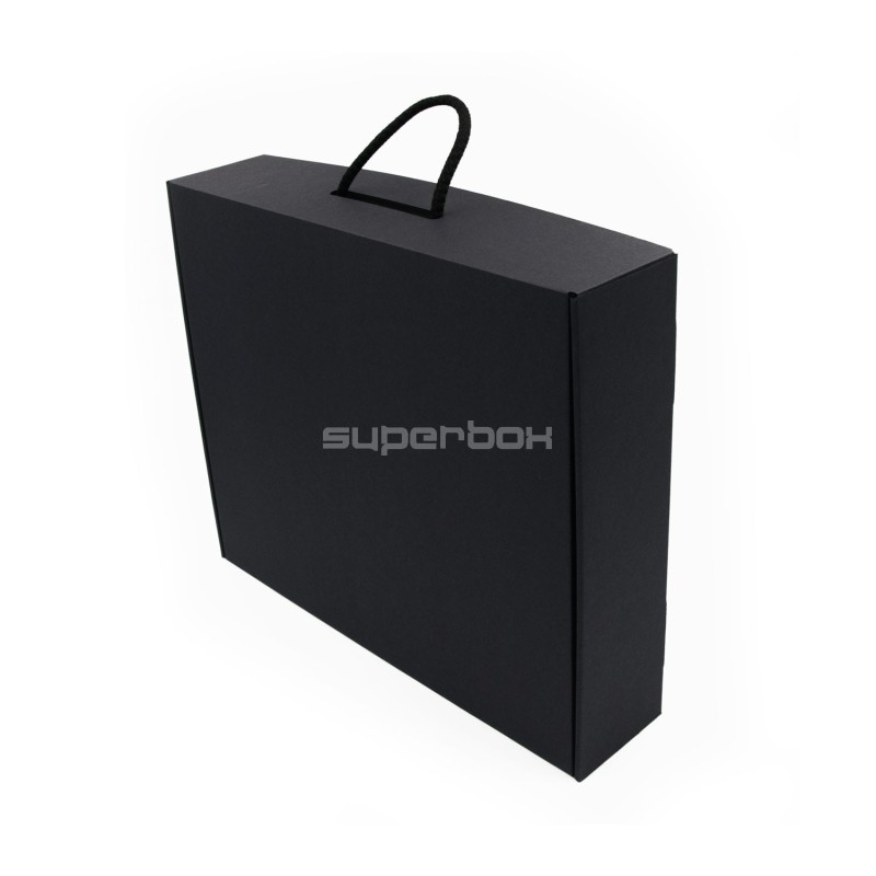 Black Large Gift Box of Suitcase Type with Textile Handle