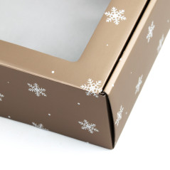 Gold Gift Box with  Window and Snowflake | 340x195x85 mm | Superbox