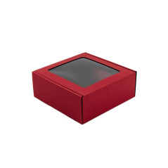 Bright Red Box with Window for Packing Jars | 185x195x75 mm | Superbox