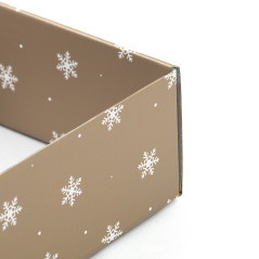 Muted Gold Square Gift Box with Snowflakes | 220x220x90 mm |Superbox