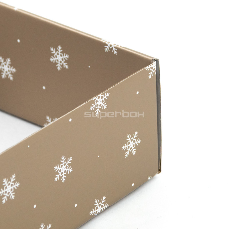 Muted Gold Square Gift Box with Snowflakes